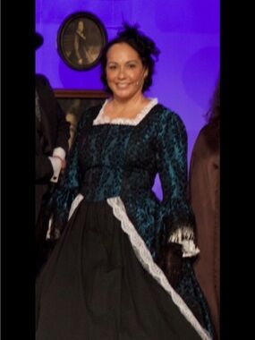 Victorian Choice Teal and Black Victorian-Brocade Ball Gown